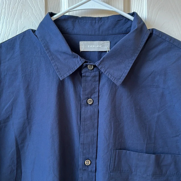 NWT Everlane Men’s Short Sleeves Polo Shirt Navy Large Cotton - Picture 4 of 8